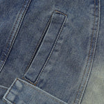 Men's American Zipper Design Washed Distressed Denim Jacket