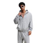 Double-Slider Zipper Solid Color Hoodie