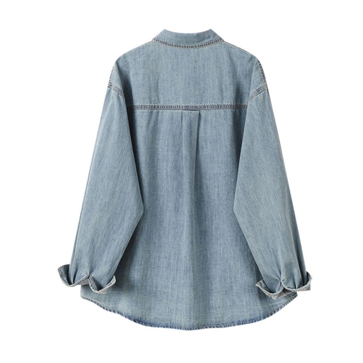 Long-Sleeve Button-Front Denim Shirt