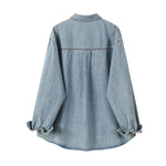 Long-Sleeve Button-Front Denim Shirt