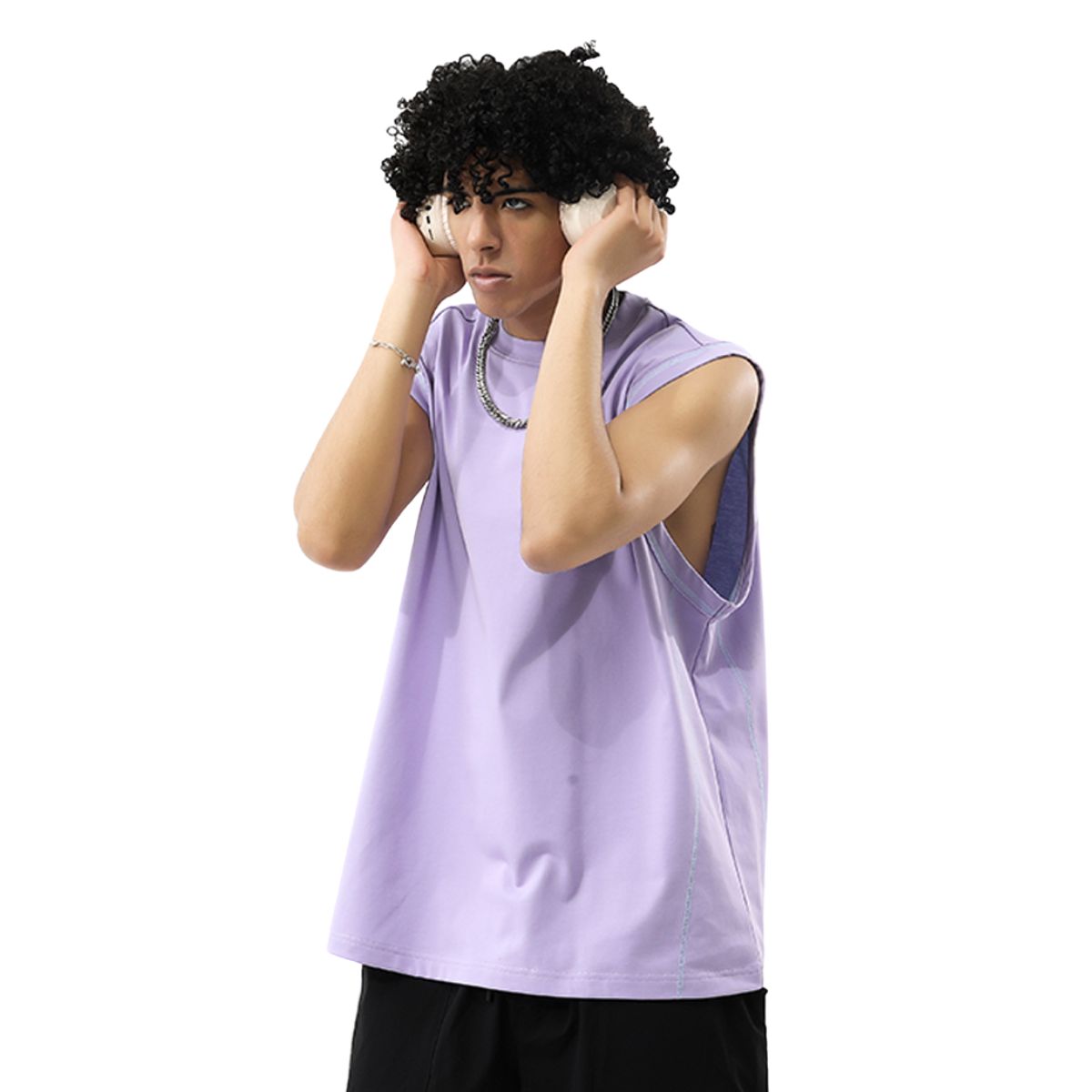 Loose Fit Contrast Muscle Tank 260gsm