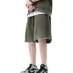 Faded Washed Loose-Fit Cotton Shorts