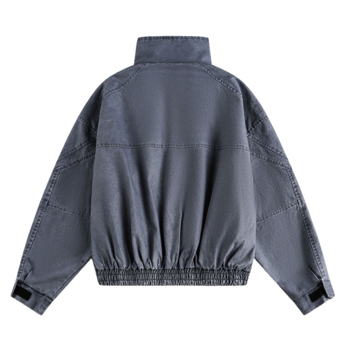 Stand Collar Vintage Washed Short-sleeved Denim Baseball Jacket