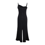 Black Deconstructed Strappy Denim Midi Dress
