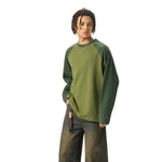 Relaxed Contrasting Colors Raglan Long Sleeve Top 270gsm