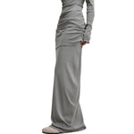 High Waist Ruched Knit Maxi Skirt