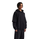 Stone-Washed Mock Two-Layer Hoodie