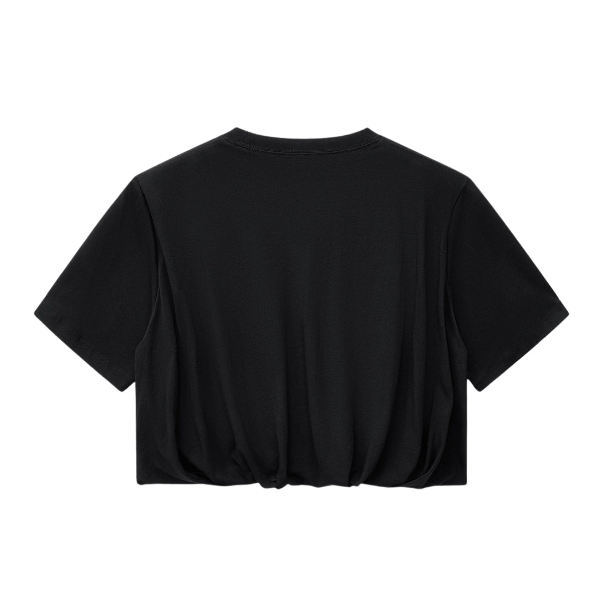 Double-Layer Bubble-Hem Cropped Streetwear Tee