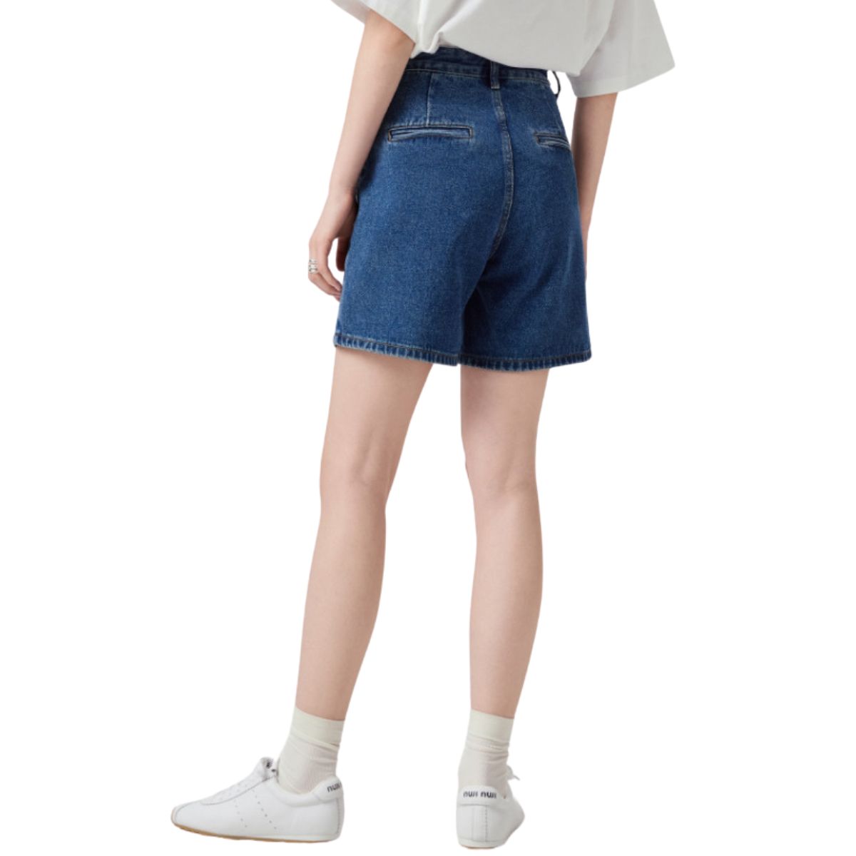 High-Rise Wide-Leg Denim Shorts