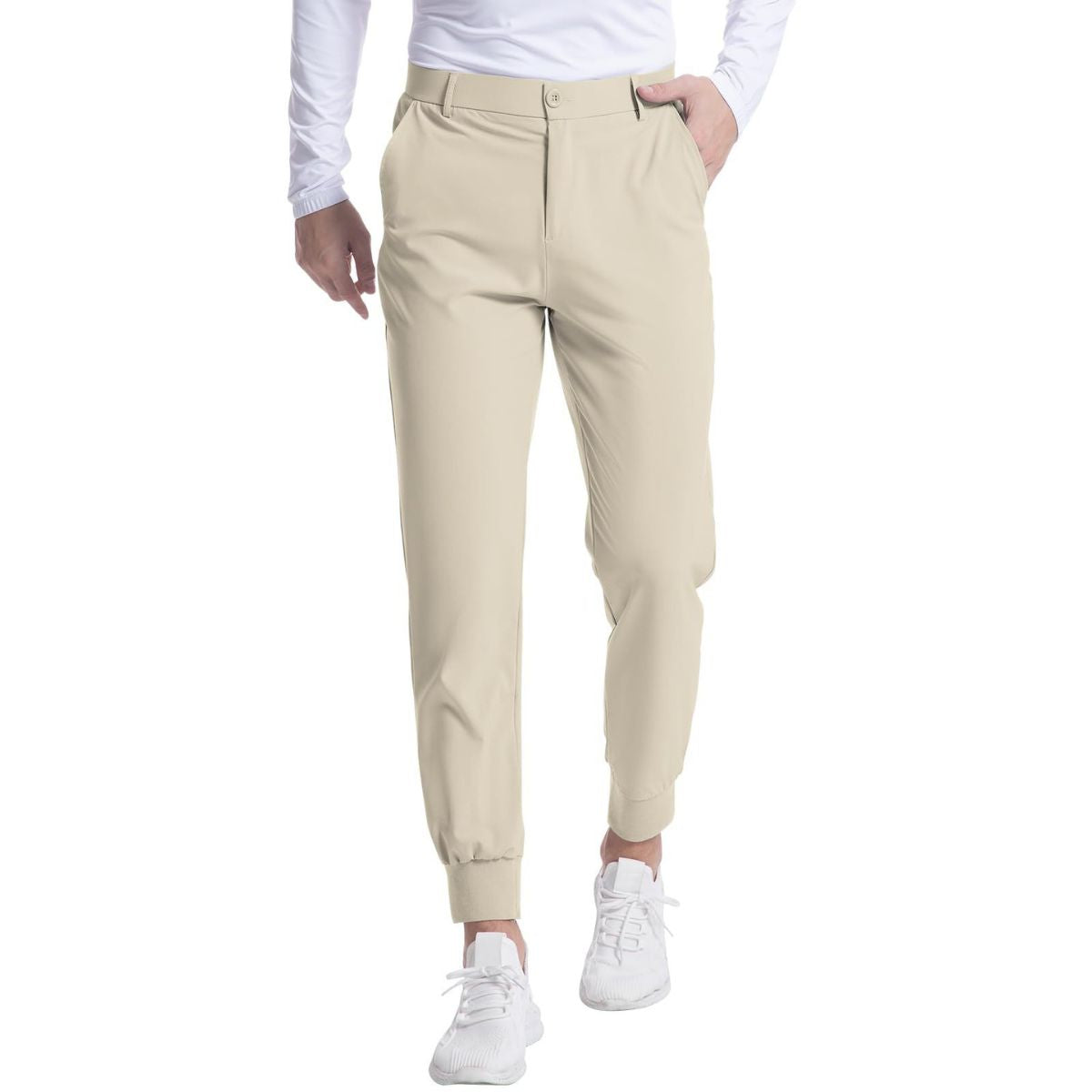 Men's Jogger Golf Pants Elastic Waist Stretch Casual Tapered Trousers