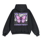 Stay Motivated Butterfly Urban Double Slider Zip Hoodie-INNBLAC Fashion Apparel