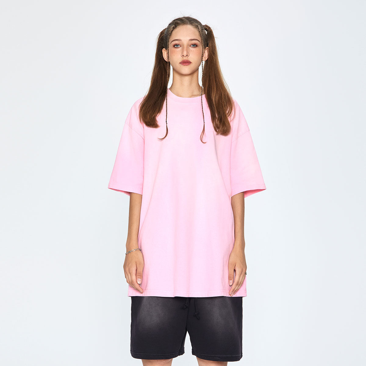 Women's Stone-Washed Pink Tee 250gsm