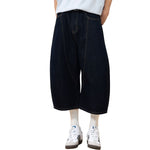 Barrel-Leg Selvedge Denim Cropped Pants