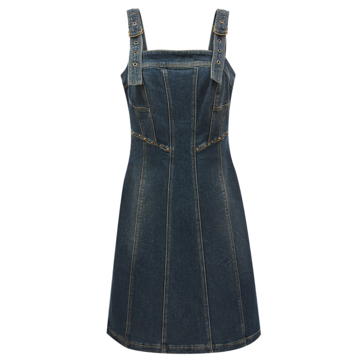 Wide Strap Dark Wash Denim Mini Dress