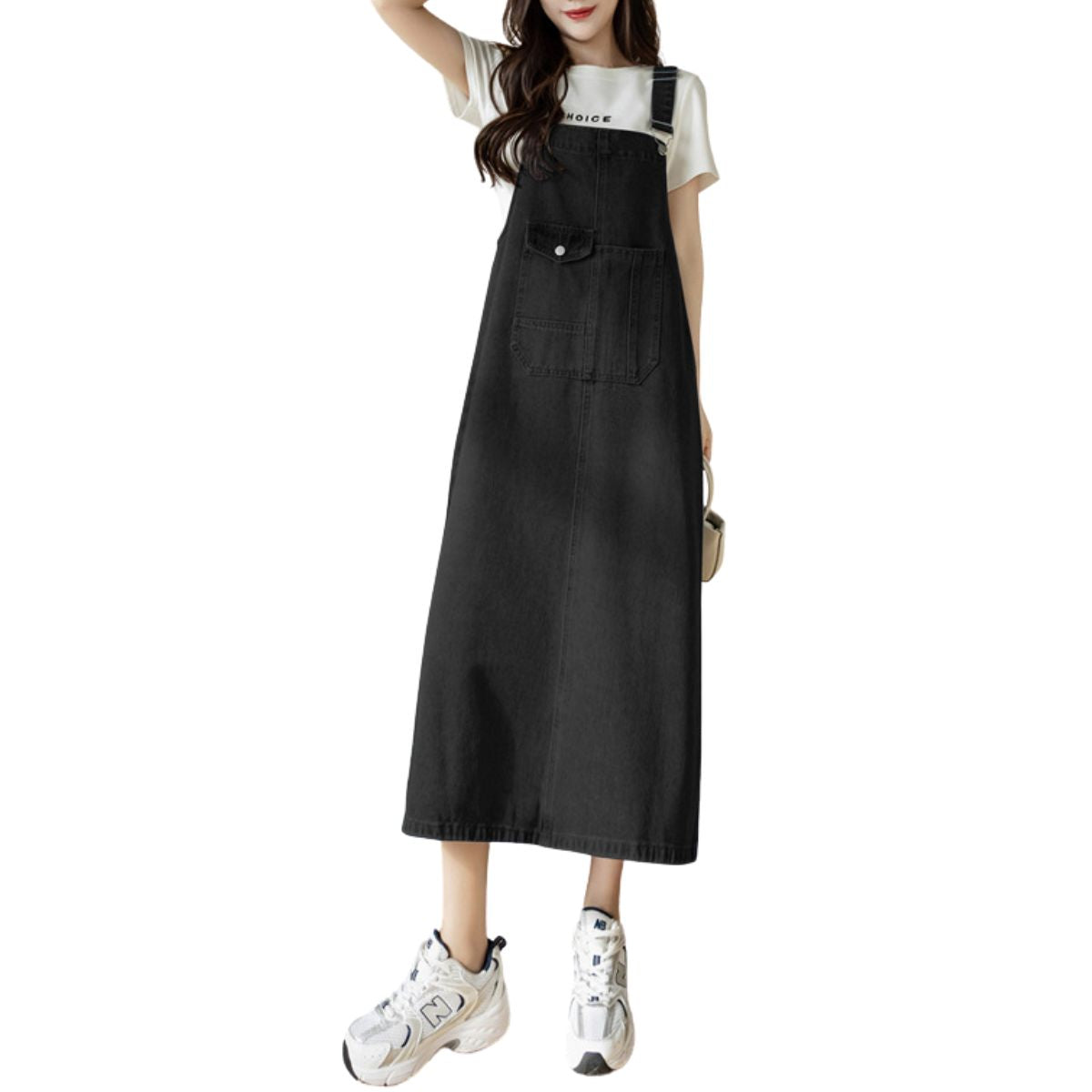 Oversized Denim Midi Slip Dress