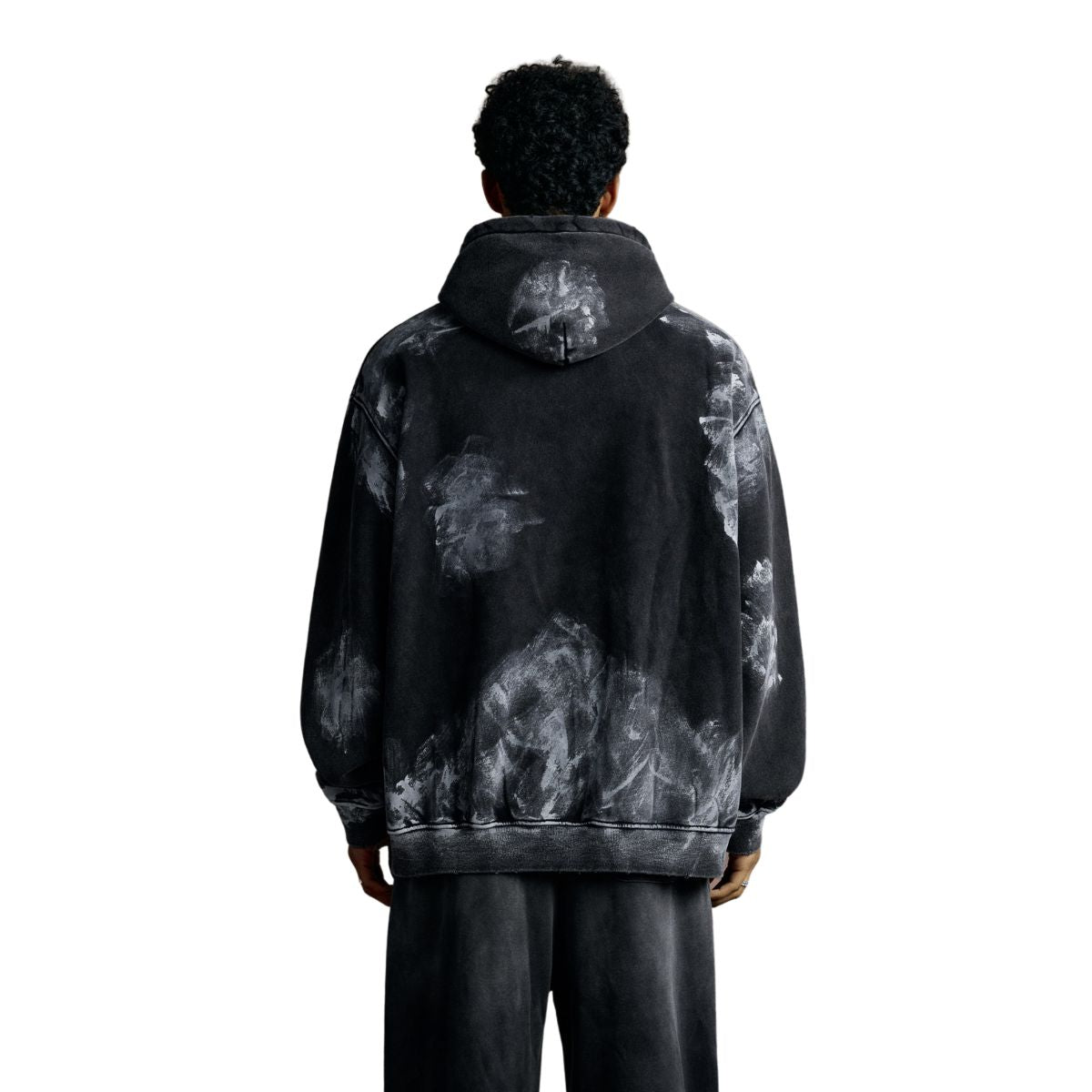 Distressed Edge Painted Graphic Washed Hoodie