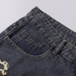 Leopard Star Patch Wide-Leg Denim Jeans
