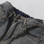 Dog Embroidery Design Vintage Washed Denim Shorts