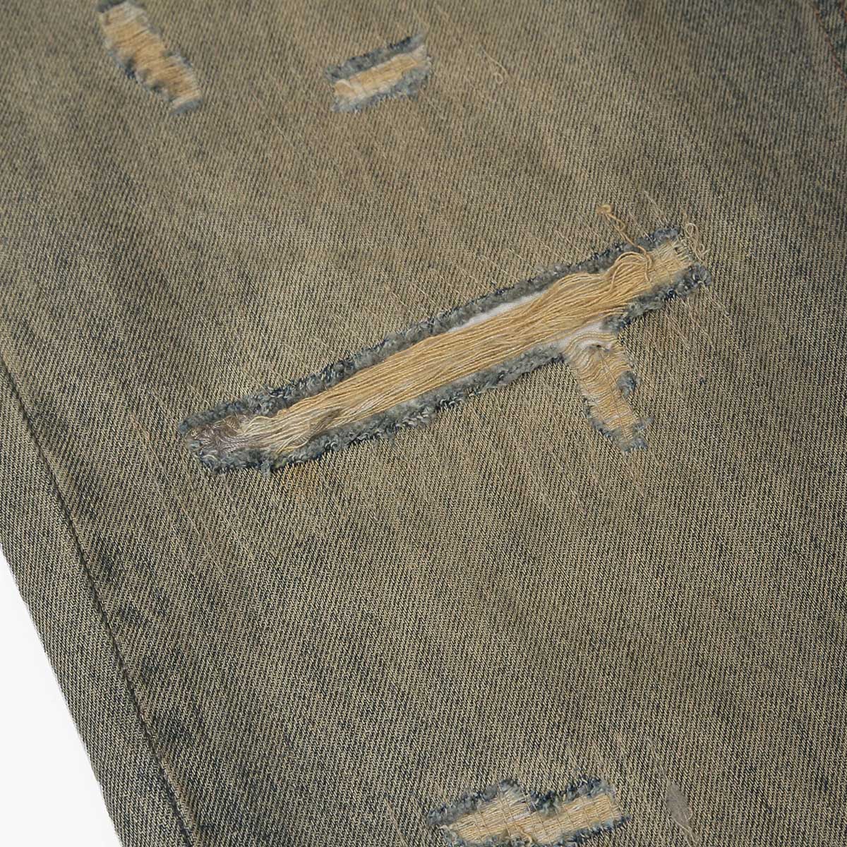 Mud Blue Distressed Wide-Leg Jeans