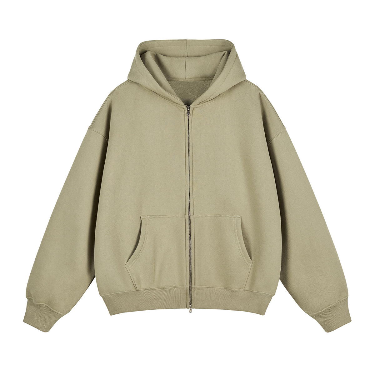 Heavyweight Double-Slider Zipper Fleece Hoodie