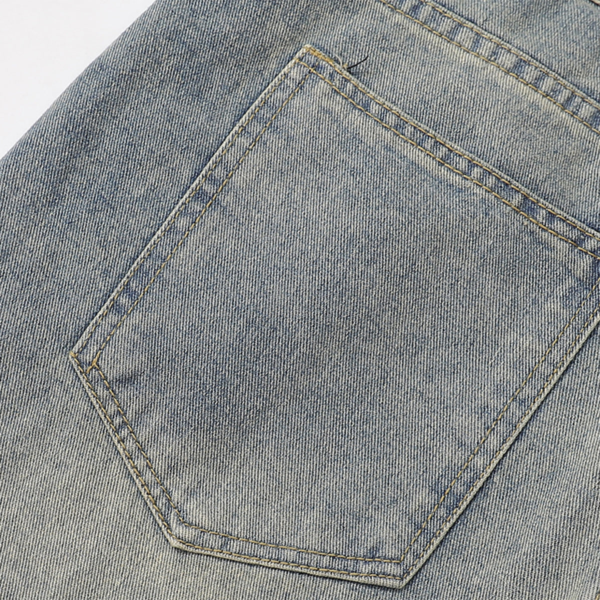 Classic Mid Waist Straight Leg Denim Shorts