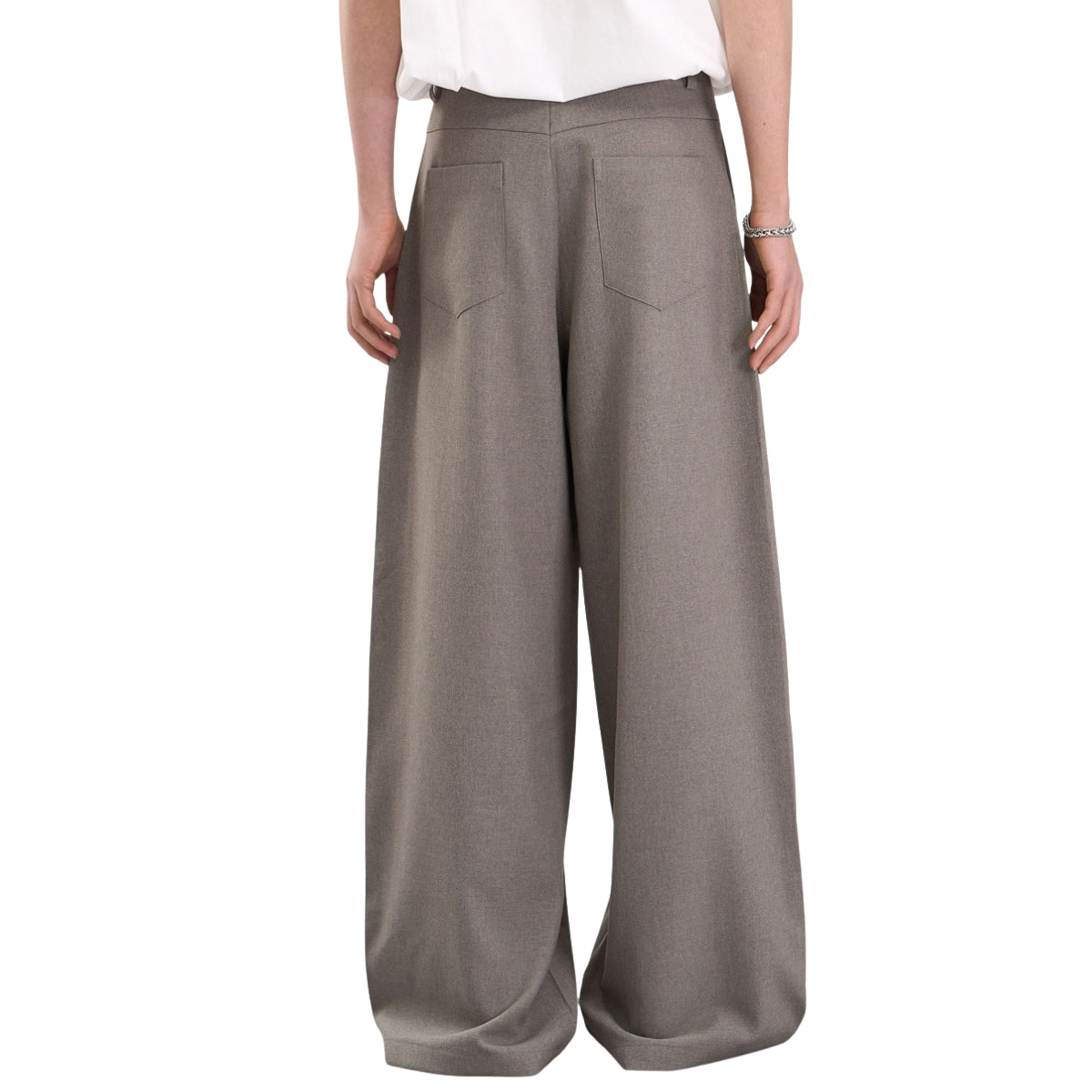 Double-Pleat Baggy Wide-Leg Trousers