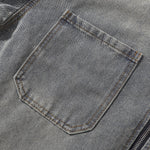 Contrast Stripe Washed Denim Baggy Jacket