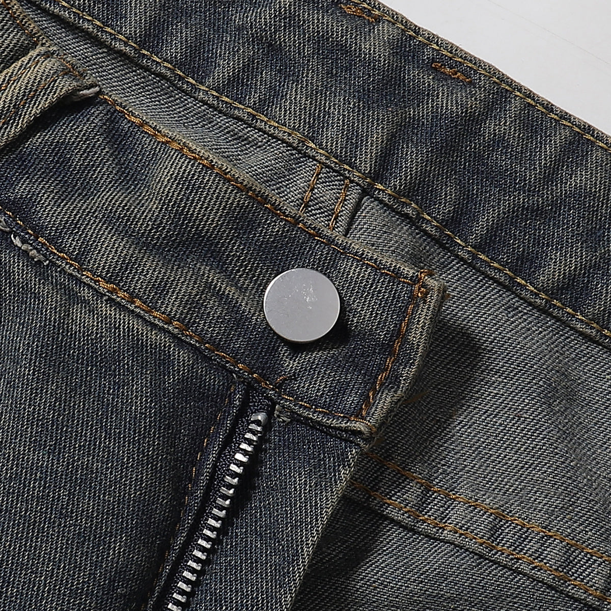 Knee Patch Design Vintage Washed Denim Shorts