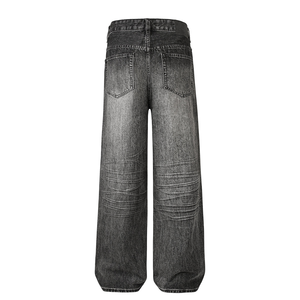 Gradient Fade Knee-Ripped Baggy Jeans