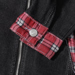Women's Plaid Patchwork Denim Jacket