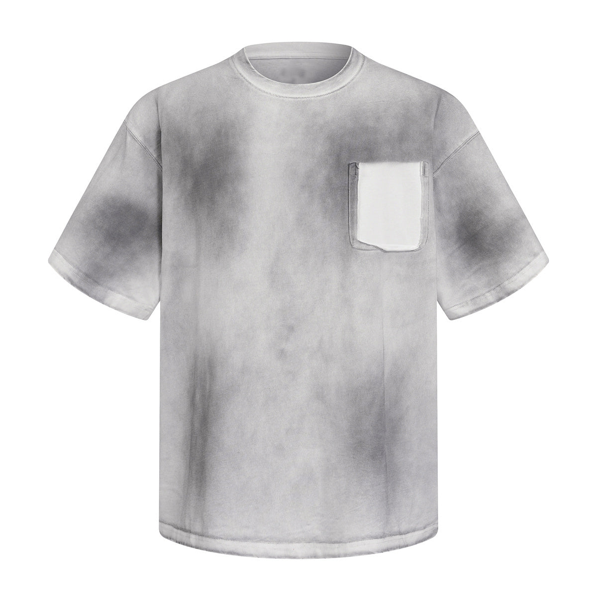 Swirl Dyed Distressed Pocket Loose Fit Crew Tee