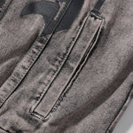 "BODY" Graphic Distressed Denim Jacket