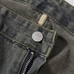 Utility Distressed Straight Leg Denim Jeans