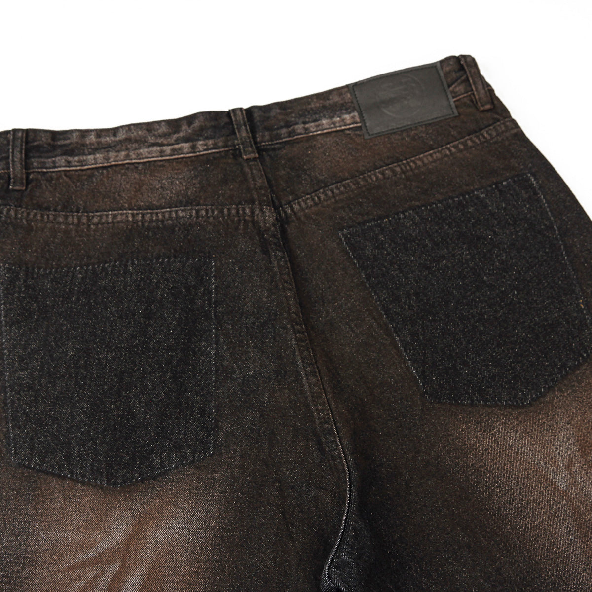 Acid Wash Destroyed Wide-Leg Jeans