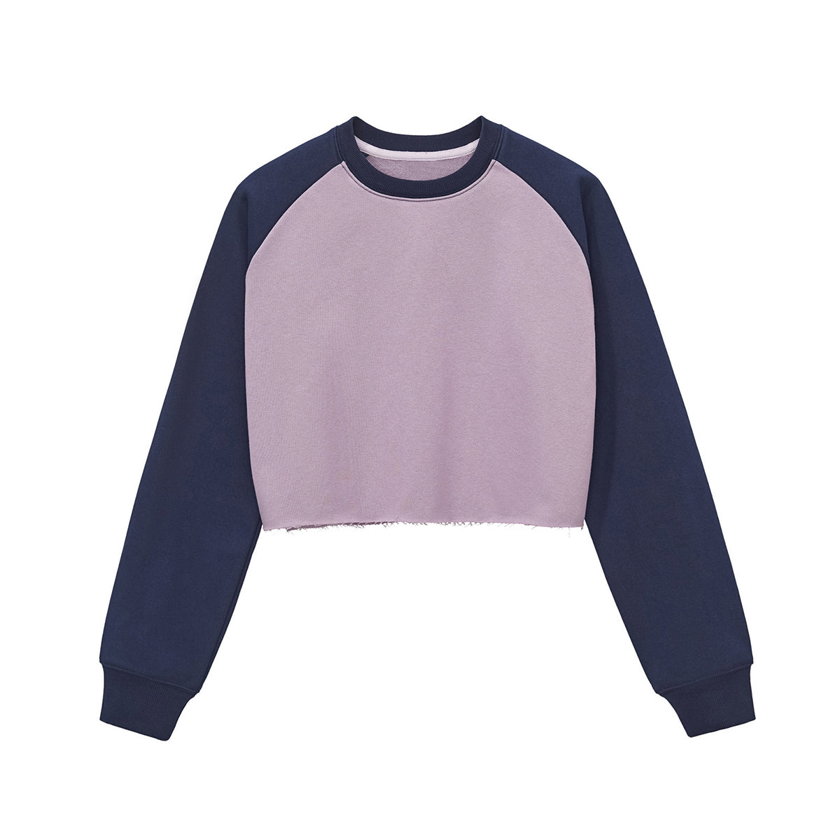 Contrasting Colors Raglan Long-Sleeve Cropped Sweatshirt