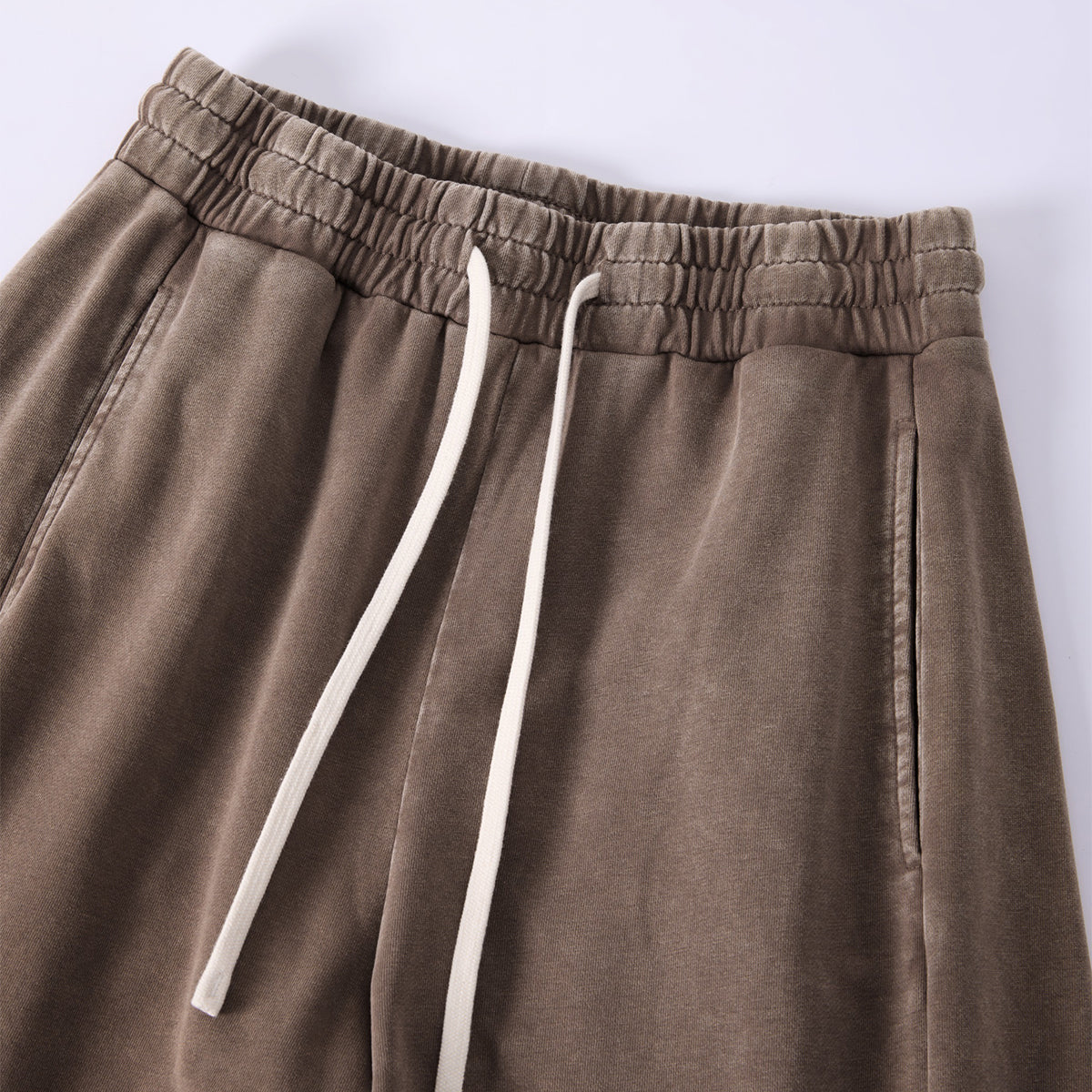 Vintage Washed Curved Panel Wide Drawstring Pants