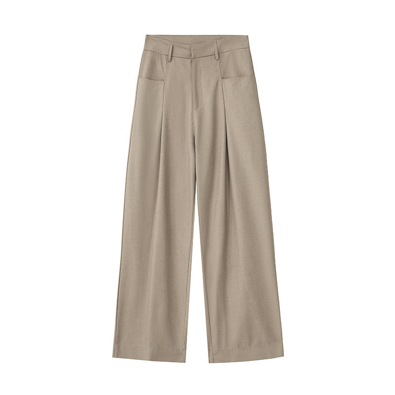 Wide Leg Single Pleat Trousers