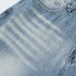 Wrinkled Light Wash Wide-Leg Jeans
