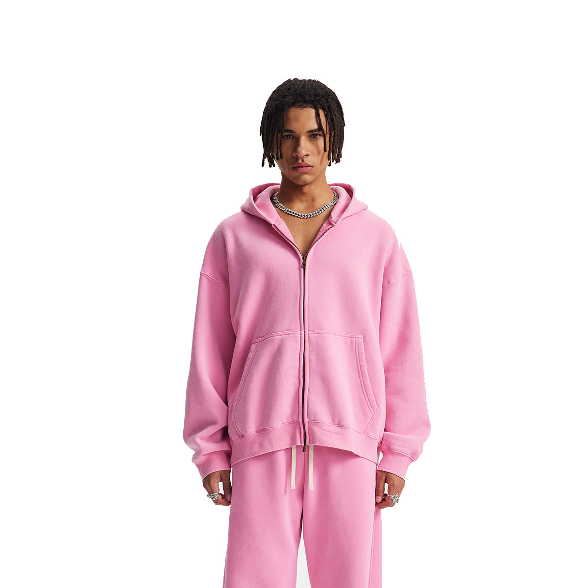 Vintage Oversized Full Zip Kangaroo Pocket Hoodie