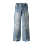 Light Blue Ripped Wide-Leg Jeans