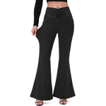 Crossover Waist Stretch Flared Denim Pants
