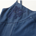 Embroidered Bodice A-Line Denim Midi Sundress