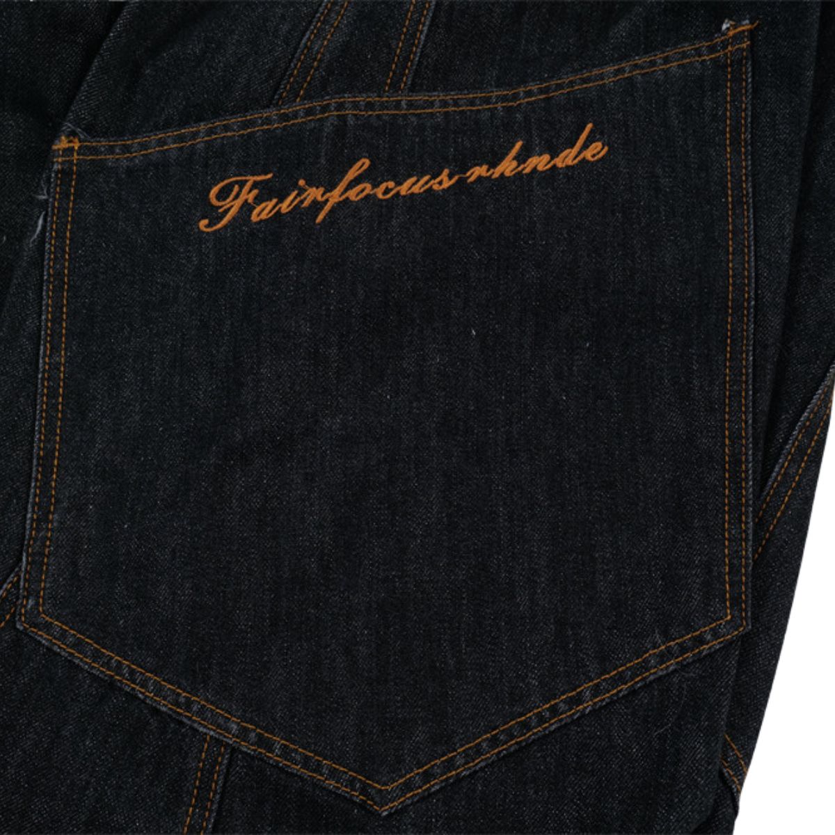 Men's Curved Crescent Denim Pants �Loose Wide-Leg Street Style