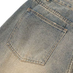 Vintage Distressed Wide Straight Leg Denim Jeans