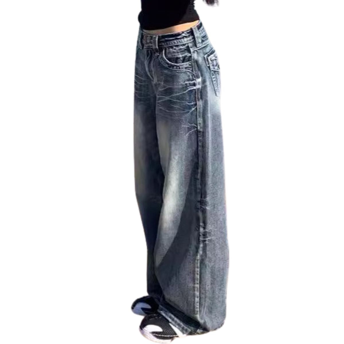 Risen Jeans Y2K High-Rise Wide-Leg Washed Jeans