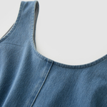 Relaxed Sleeveless Denim Scoop Neck Midi Dress