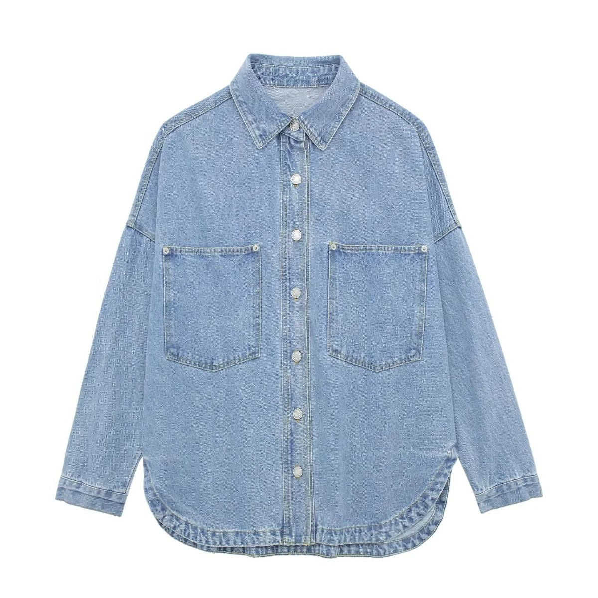 Relaxed Fit Washed Denim Shacket