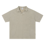 Retro Distressed Waffle Vintage Wash Polo T-Shirt