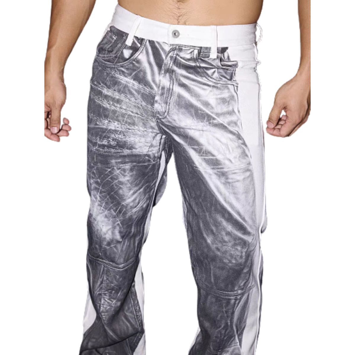 Vintage Contrast Panel Straight Leg Jeans