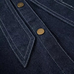 Stand-up Collar Bow Denim Blouse